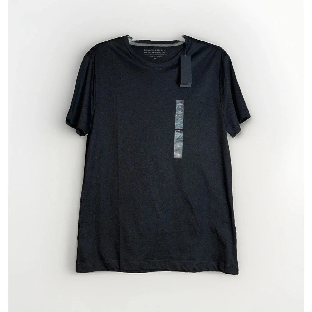 Banana Republic Men's Black NWT Crew Neck Pima Performance Short Sleeve Tee MED
